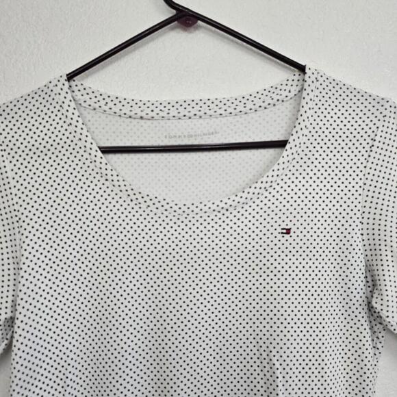 Tommy Hilfiger Women's Ladies White Dark Blue Polka Dot Print Blouse Size M - Picture 3 of 9